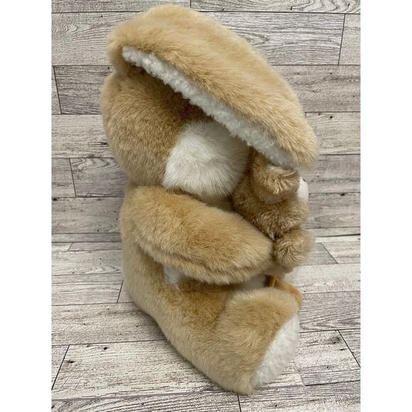 Walmart Bunny Rabbit Holding Baby Plush Stuffed Animal with Floppy Ears Lt Brown - Picture 6 of 10